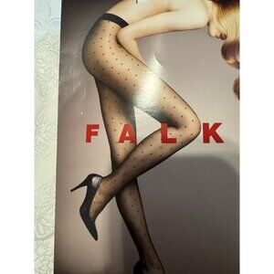 New Women's FALKE 40685 Marine Fashion Prime Navy Dot Tights 15 DEN Size S